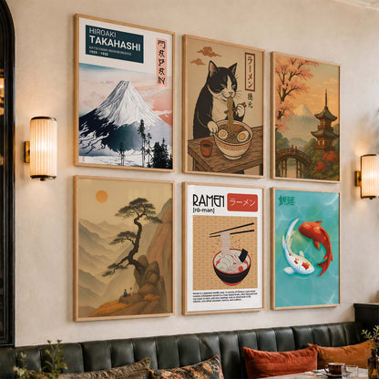 Japanese  Aesthetic Wall Art Paintings with Frame for Living Room Bedroom