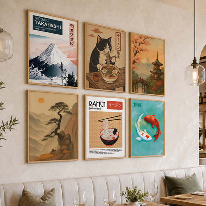 Japanese  Aesthetic Wall Art Paintings with Frame for Living Room Bedroom