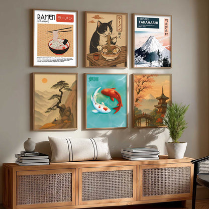 Japanese  Aesthetic Wall Art Paintings with Frame for Living Room Bedroom