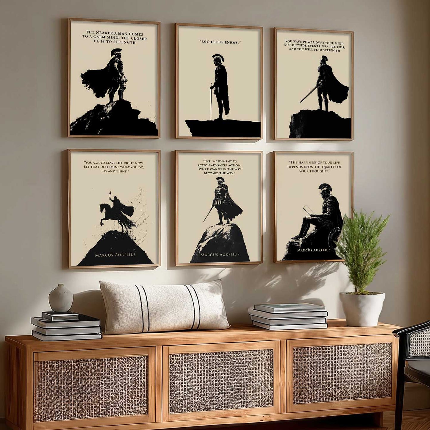 Marcus Aurelius Inspirational Quotes Wall Art Paintings with Frame for Living Room Bedroom