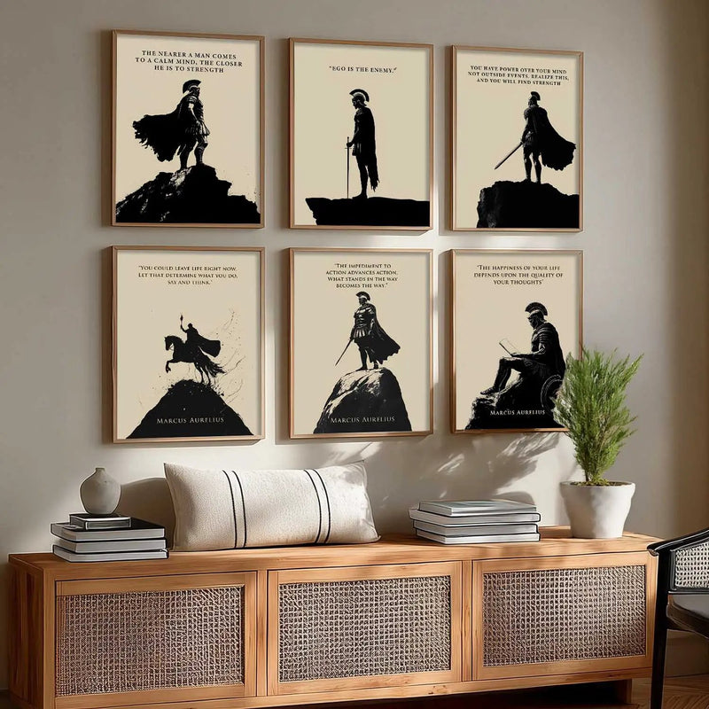 Marcus Aurelius Inspirational Quotes Wall Art Paintings with Frame for Living Room Bedroom