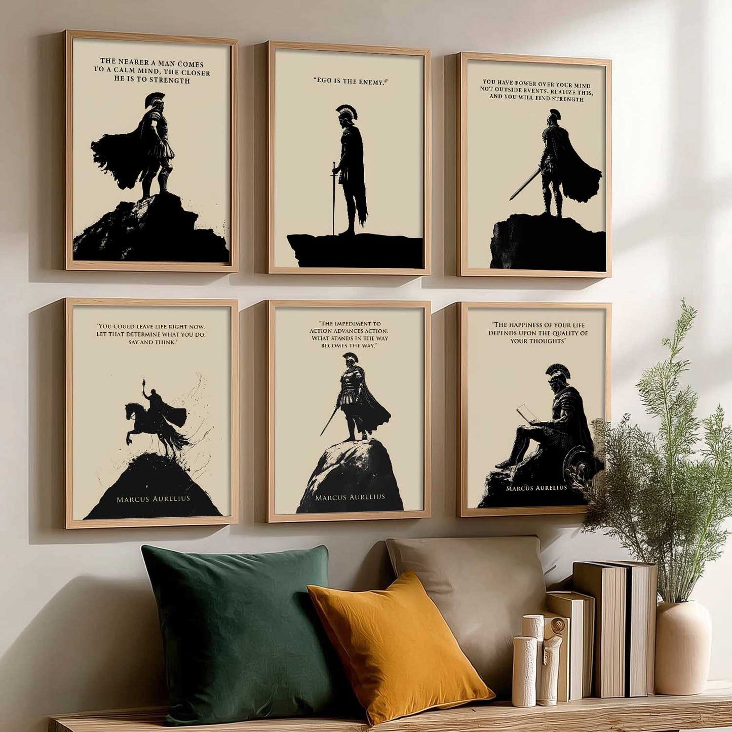 Marcus Aurelius Inspirational Quotes Wall Art Paintings with Frame for Living Room Bedroom