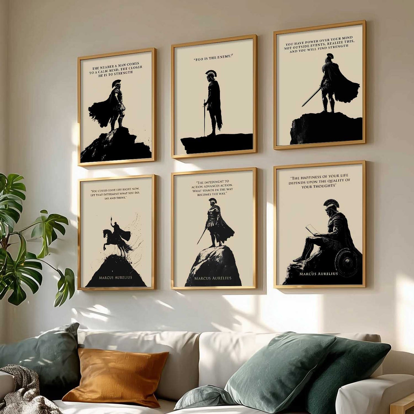 Marcus Aurelius Inspirational Quotes Wall Art Paintings with Frame for Living Room Bedroom