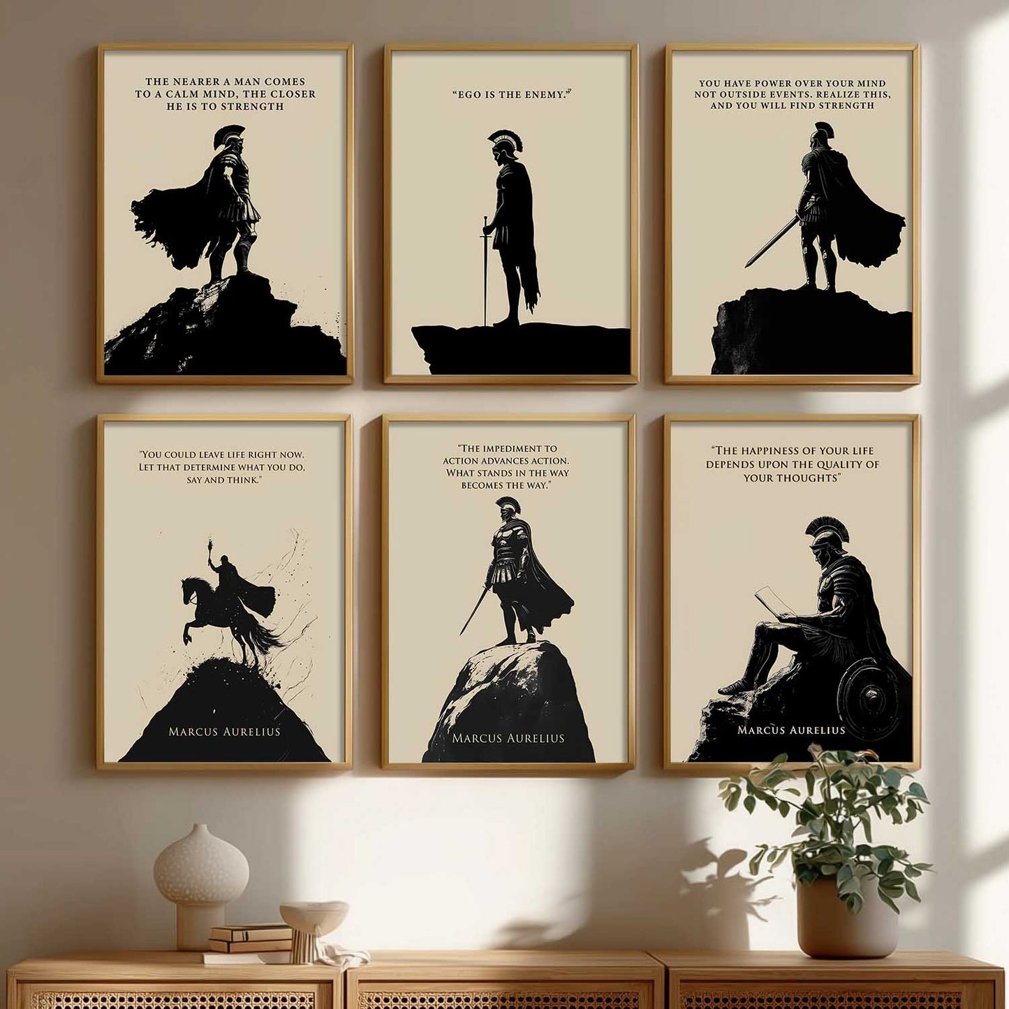 Marcus Aurelius Inspirational Quotes Wall Art Paintings with Frame for Living Room Bedroom