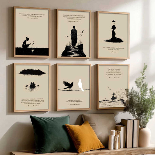 Marcus Aurelius Inspirational Quotes Wall Art Paintings with Frame for Living Room Bedroom