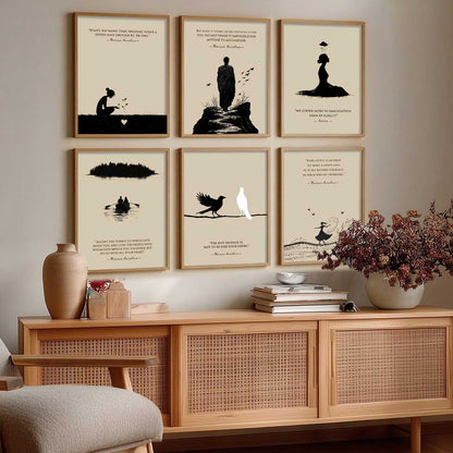 Marcus Aurelius Inspirational Quotes Wall Art Paintings with Frame for Living Room Bedroom