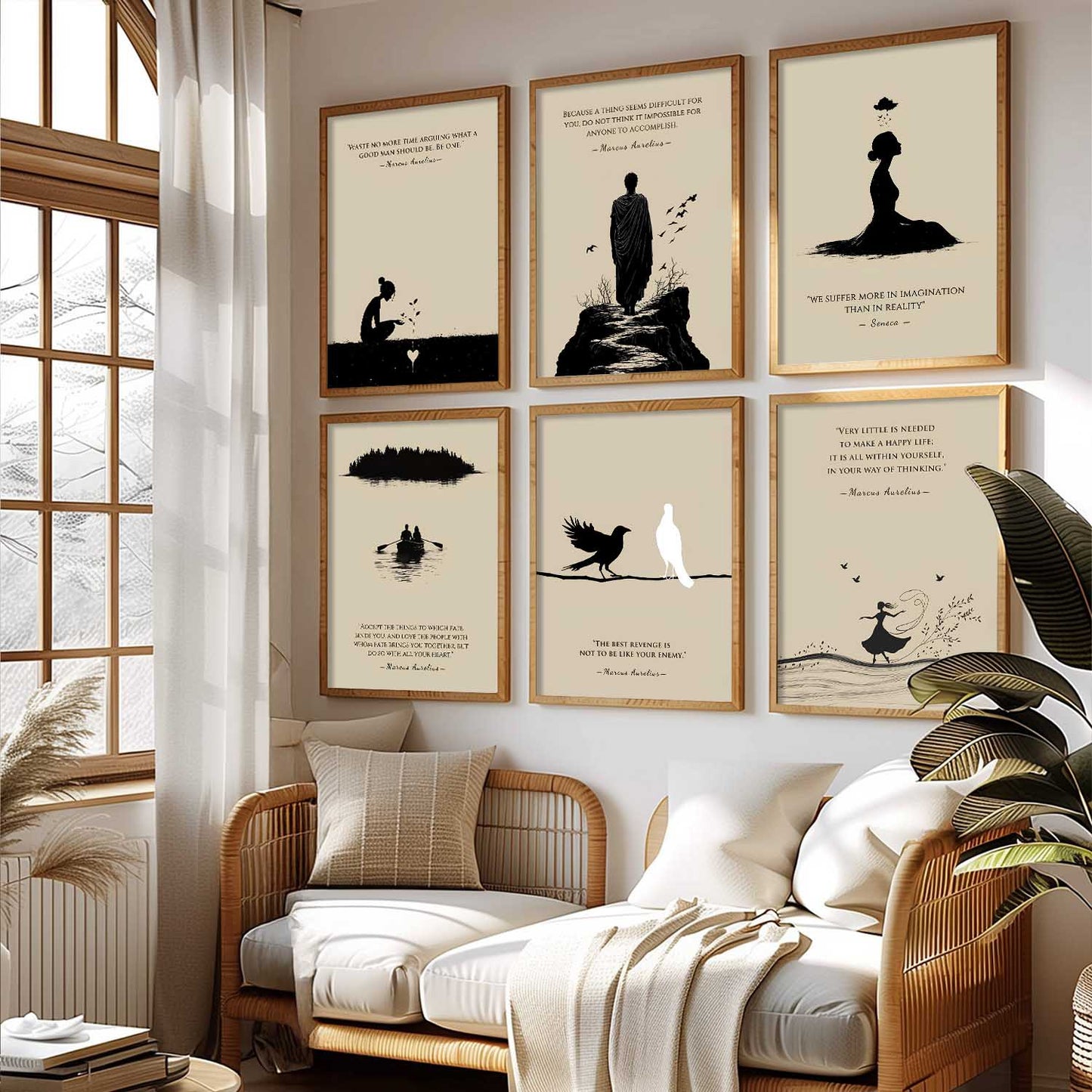 Marcus Aurelius Inspirational Quotes Wall Art Paintings with Frame for Living Room Bedroom