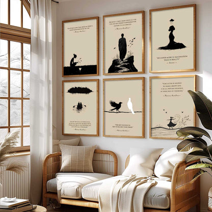 Marcus Aurelius Inspirational Quotes Wall Art Paintings with Frame for Living Room Bedroom