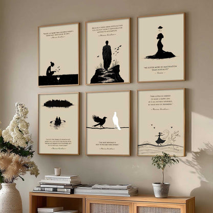 Marcus Aurelius Inspirational Quotes Wall Art Paintings with Frame for Living Room Bedroom