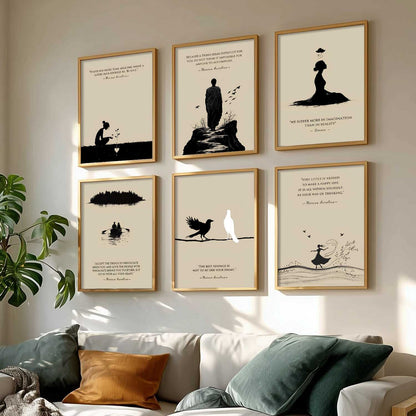 Marcus Aurelius Inspirational Quotes Wall Art Paintings with Frame for Living Room Bedroom