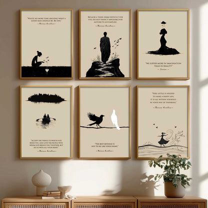 Marcus Aurelius Inspirational Quotes Wall Art Paintings with Frame for Living Room Bedroom