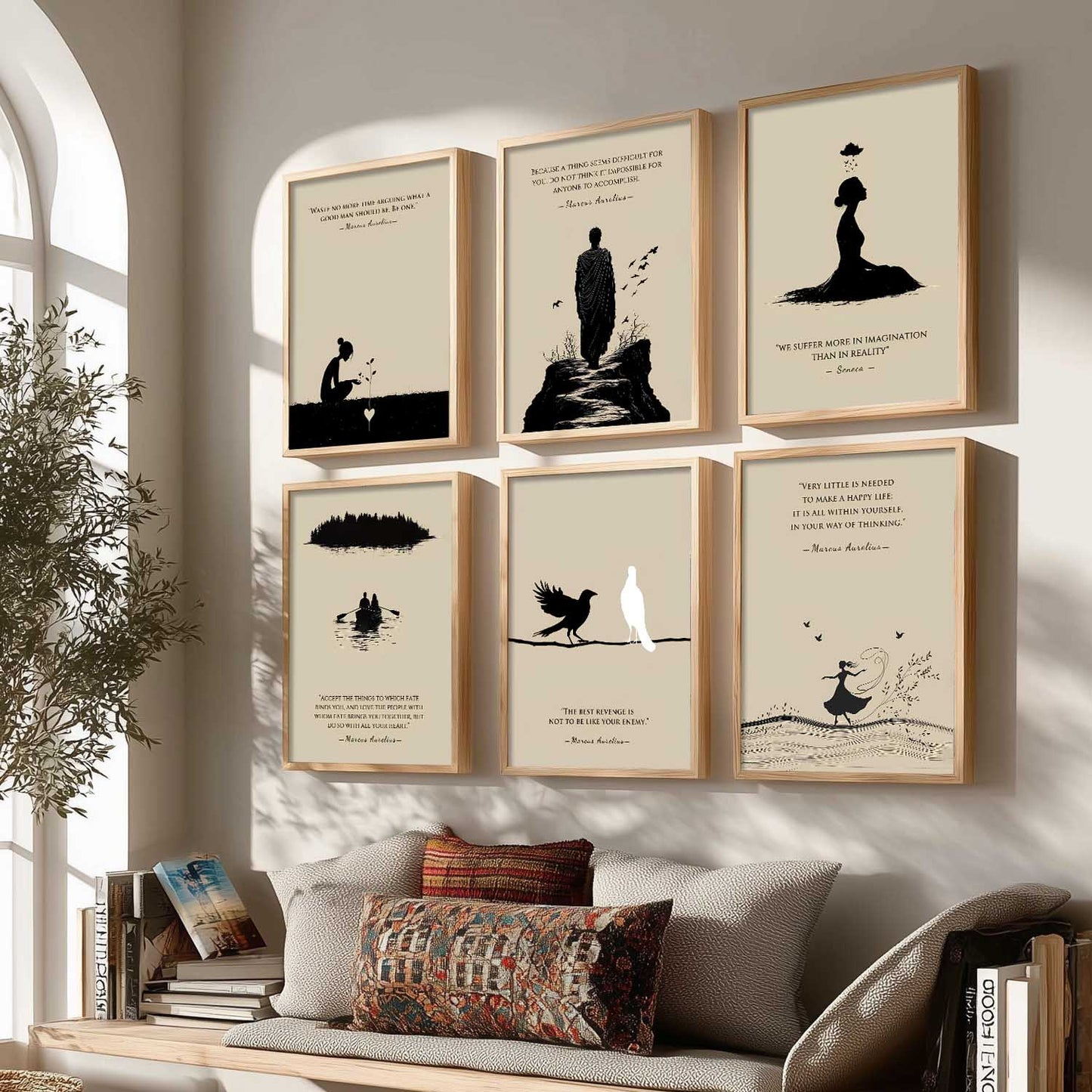 Marcus Aurelius Inspirational Quotes Wall Art Paintings with Frame for Living Room Bedroom