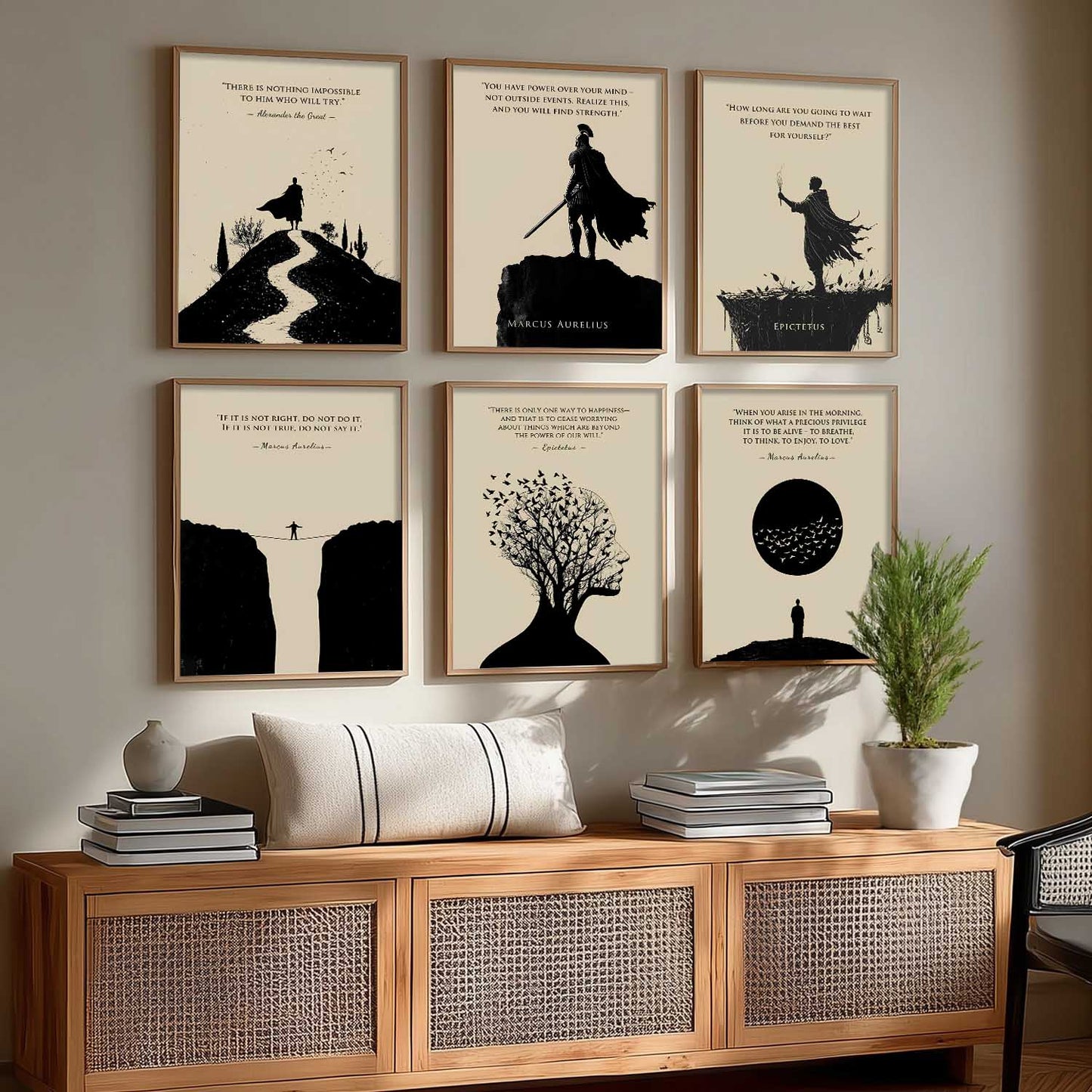 Marcus Aurelius Inspirational Philosophy Quotes Wall Art Paintings with Frame for Living Room Bedroom