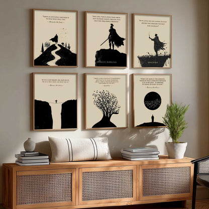 Marcus Aurelius Inspirational Philosophy Quotes Wall Art Paintings with Frame for Living Room Bedroom