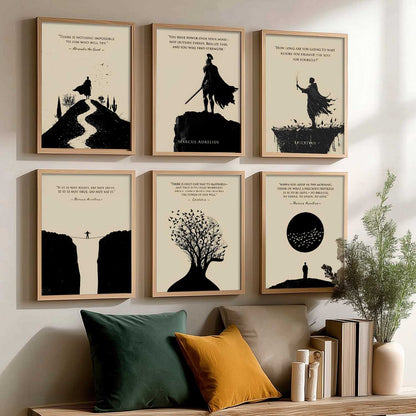 Marcus Aurelius Inspirational Philosophy Quotes Wall Art Paintings with Frame for Living Room Bedroom