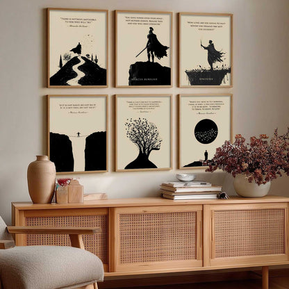 Marcus Aurelius Inspirational Philosophy Quotes Wall Art Paintings with Frame for Living Room Bedroom