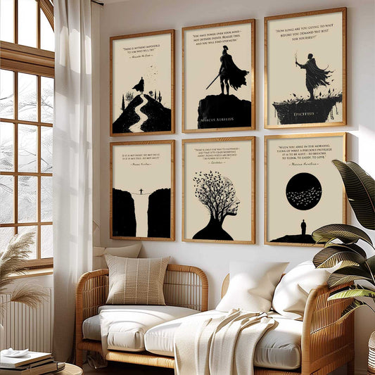 Marcus Aurelius Inspirational Philosophy Quotes Wall Art Paintings with Frame for Living Room Bedroom