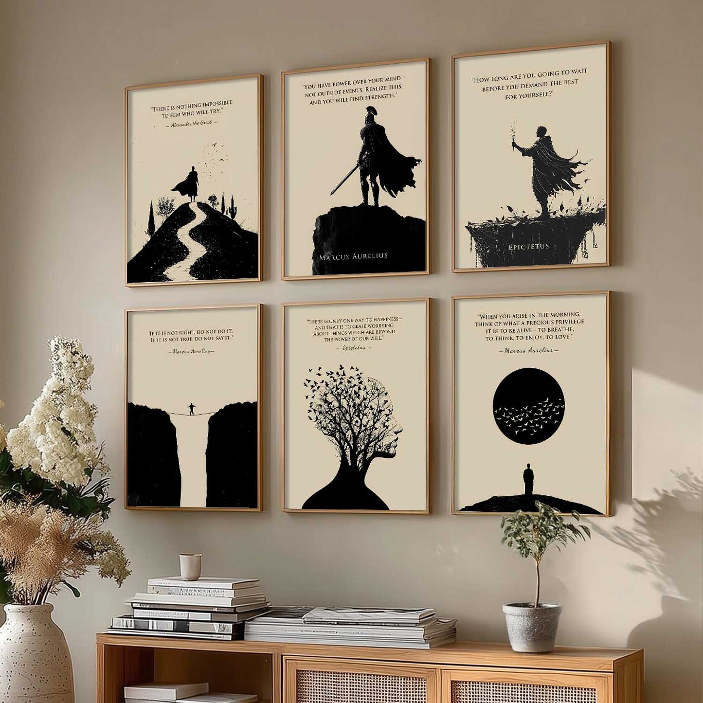 Marcus Aurelius Inspirational Philosophy Quotes Wall Art Paintings with Frame for Living Room Bedroom