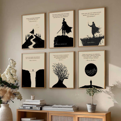 Marcus Aurelius Inspirational Philosophy Quotes Wall Art Paintings with Frame for Living Room Bedroom