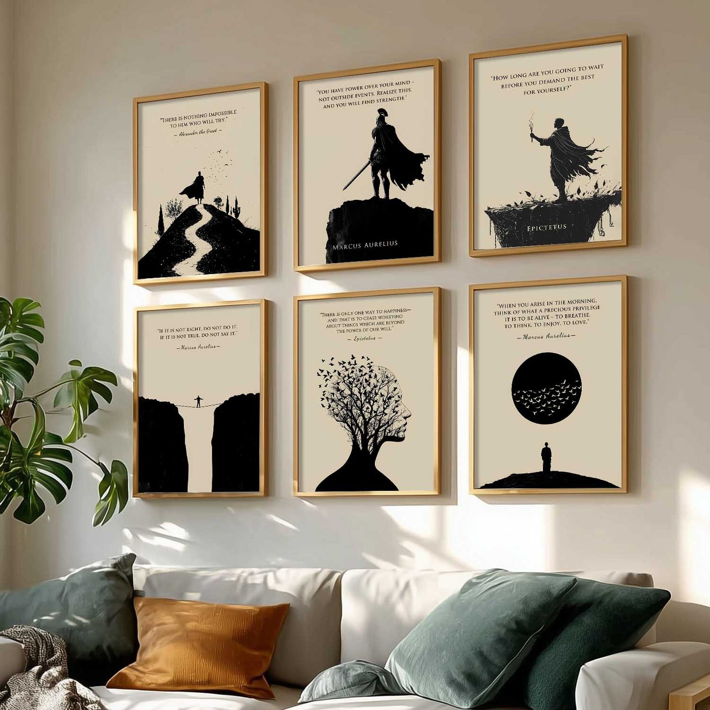 Marcus Aurelius Inspirational Philosophy Quotes Wall Art Paintings with Frame for Living Room Bedroom