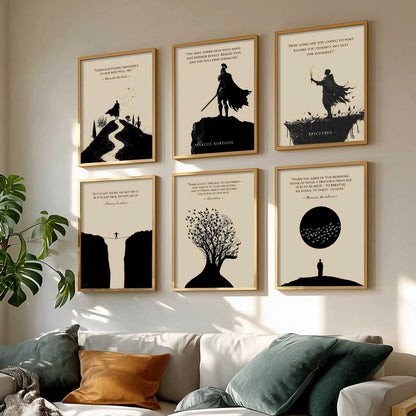 Marcus Aurelius Inspirational Philosophy Quotes Wall Art Paintings with Frame for Living Room Bedroom