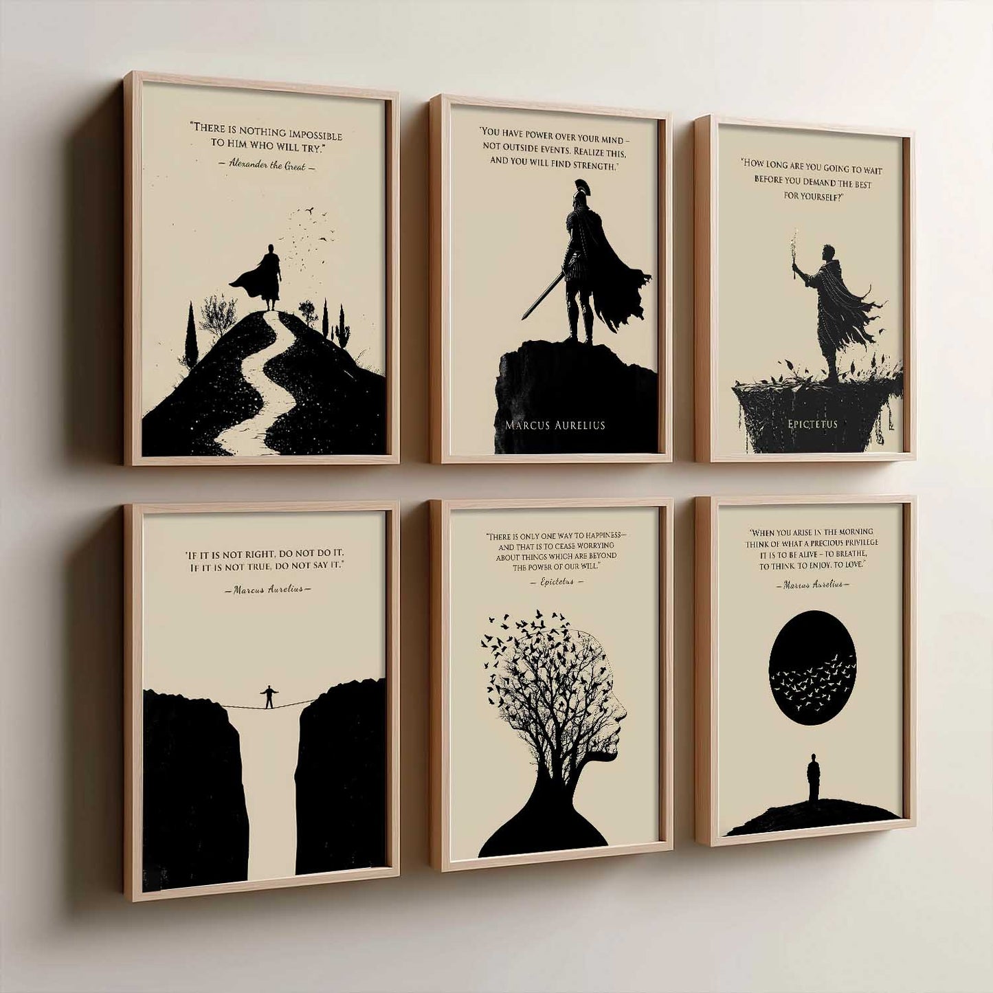 Marcus Aurelius Inspirational Philosophy Quotes Wall Art Paintings with Frame for Living Room Bedroom