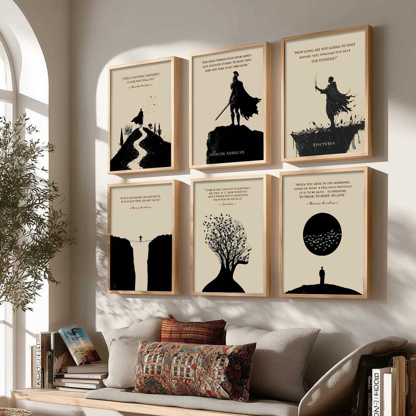 Marcus Aurelius Inspirational Philosophy Quotes Wall Art Paintings with Frame for Living Room Bedroom