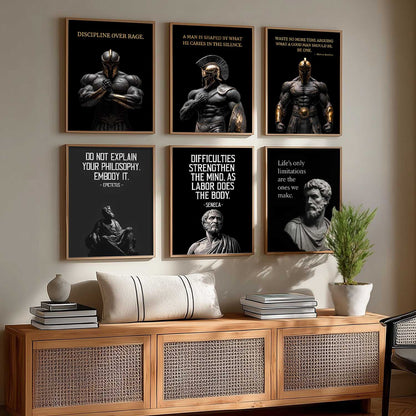 Spartan Warrior Motivational Quotes Wall Art Paintings with Frame for Living Room Bedroom