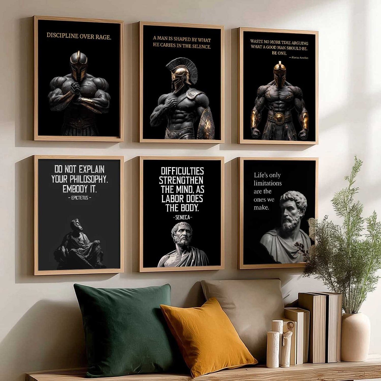 Spartan Warrior Motivational Quotes Wall Art Paintings with Frame for Living Room Bedroom