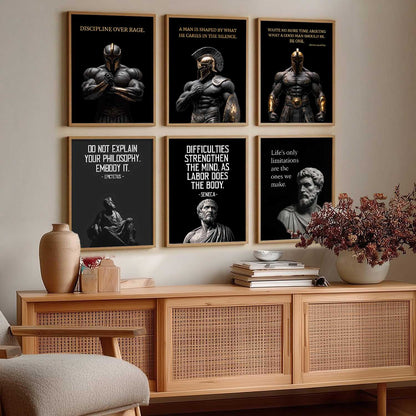 Spartan Warrior Motivational Quotes Wall Art Paintings with Frame for Living Room Bedroom
