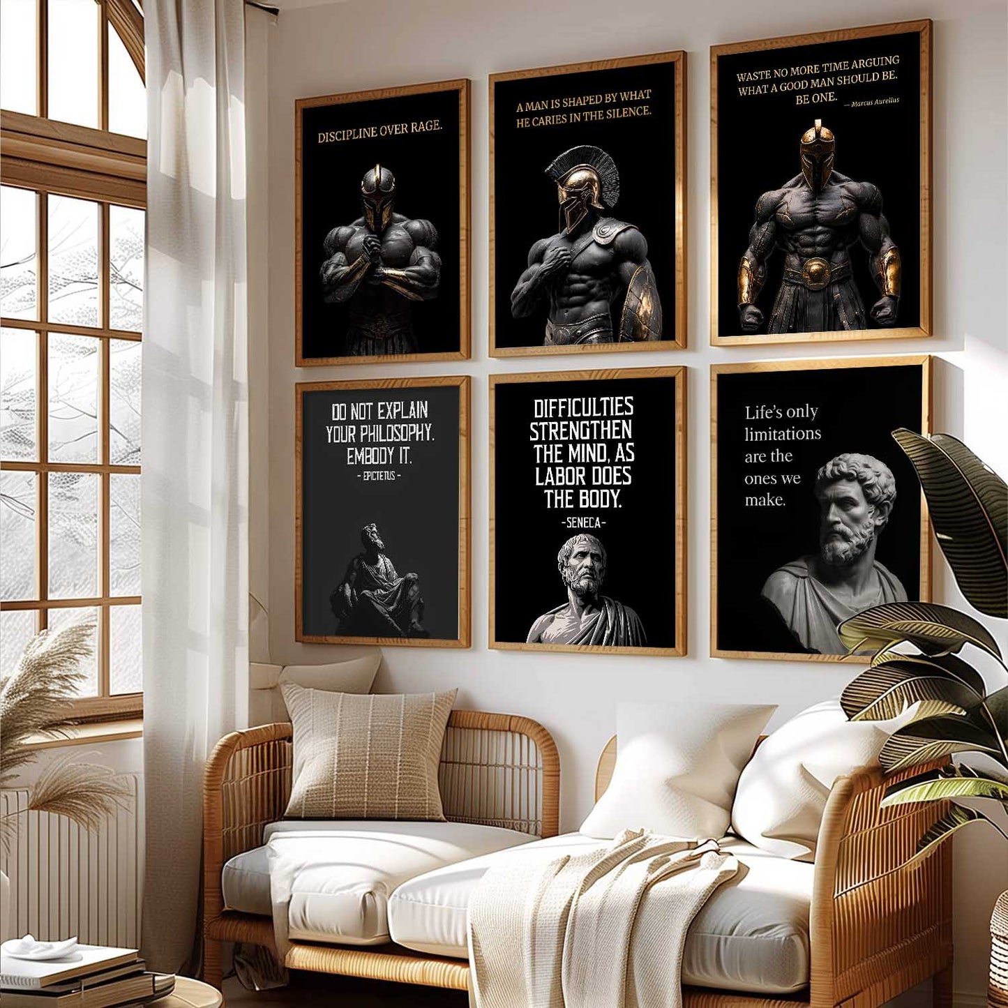 Spartan Warrior Motivational Quotes Wall Art Paintings with Frame for Living Room Bedroom