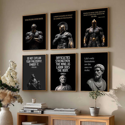 Spartan Warrior Motivational Quotes Wall Art Paintings with Frame for Living Room Bedroom