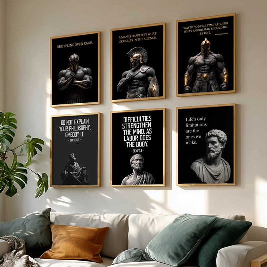 Spartan Warrior Motivational Quotes Wall Art Paintings with Frame for Living Room Bedroom