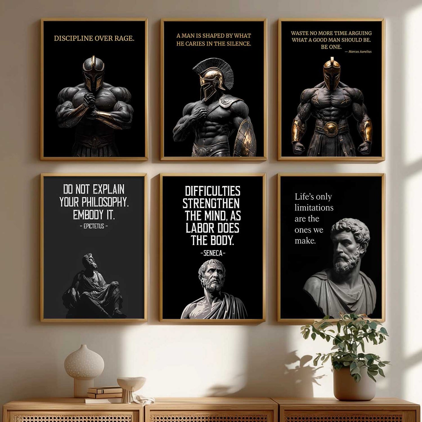 Spartan Warrior Motivational Quotes Wall Art Paintings with Frame for Living Room Bedroom