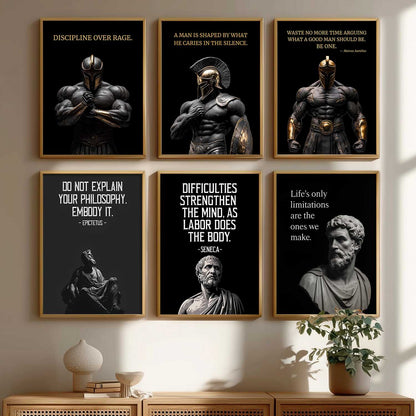 Spartan Warrior Motivational Quotes Wall Art Paintings with Frame for Living Room Bedroom