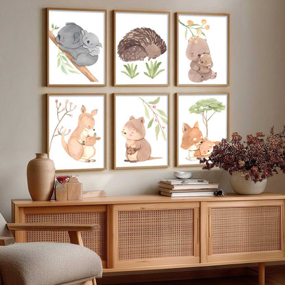 Cartoon Animals Wall Art Paintings with Frame for Living Room Kids Bedroom