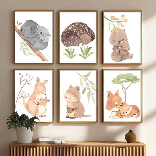 Cartoon Animals Wall Art Paintings with Frame for Living Room Kids Bedroom