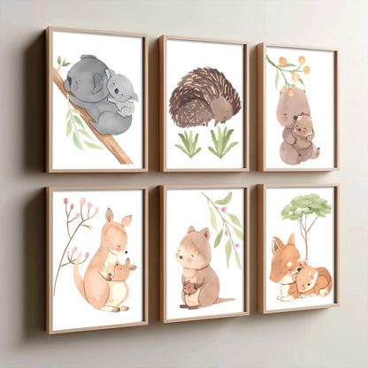 Cartoon Animals Wall Art Paintings with Frame for Living Room Kids Bedroom