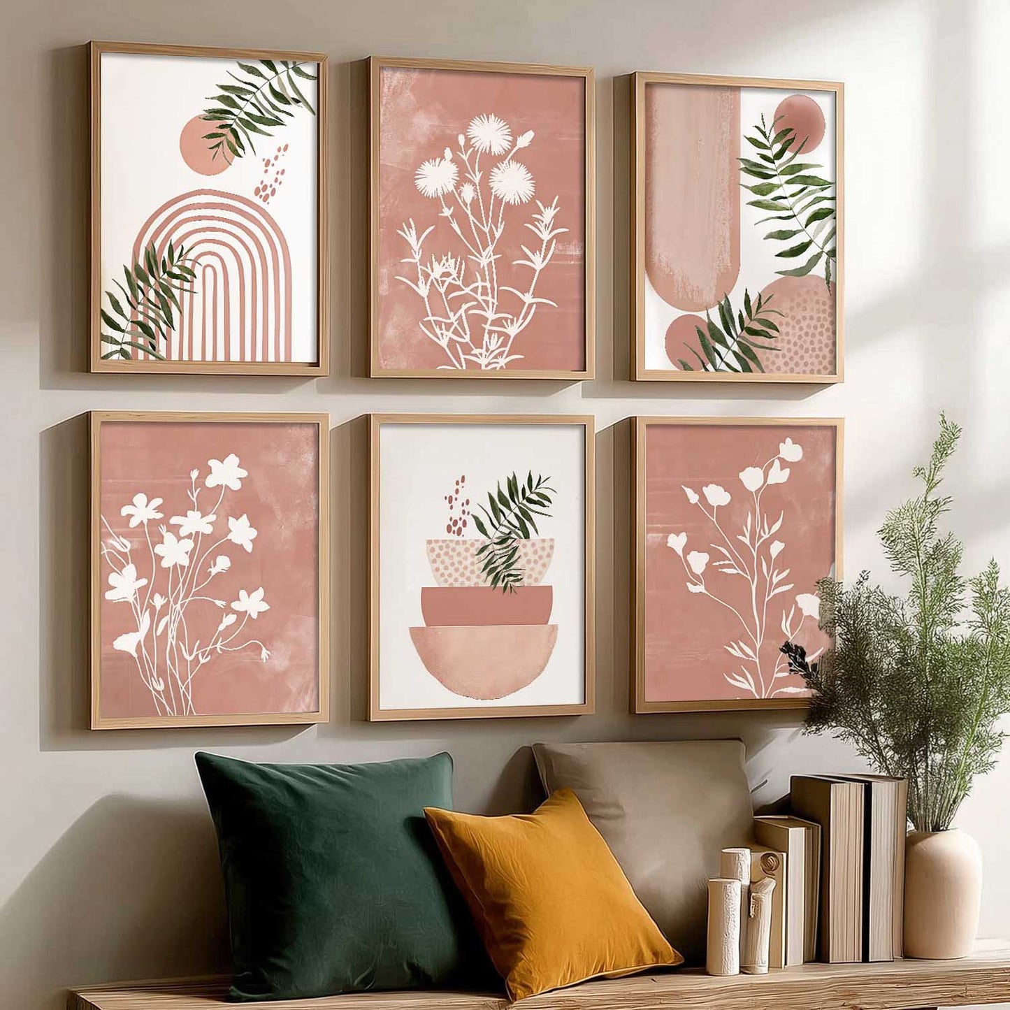 Boho Wall Art Paintings with Frame for Living Room  Bedroom
