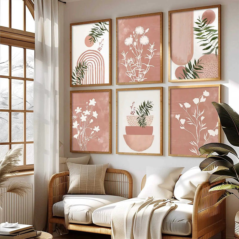 Boho Framed Wall Art Prints | Set of 6 | Home Decor