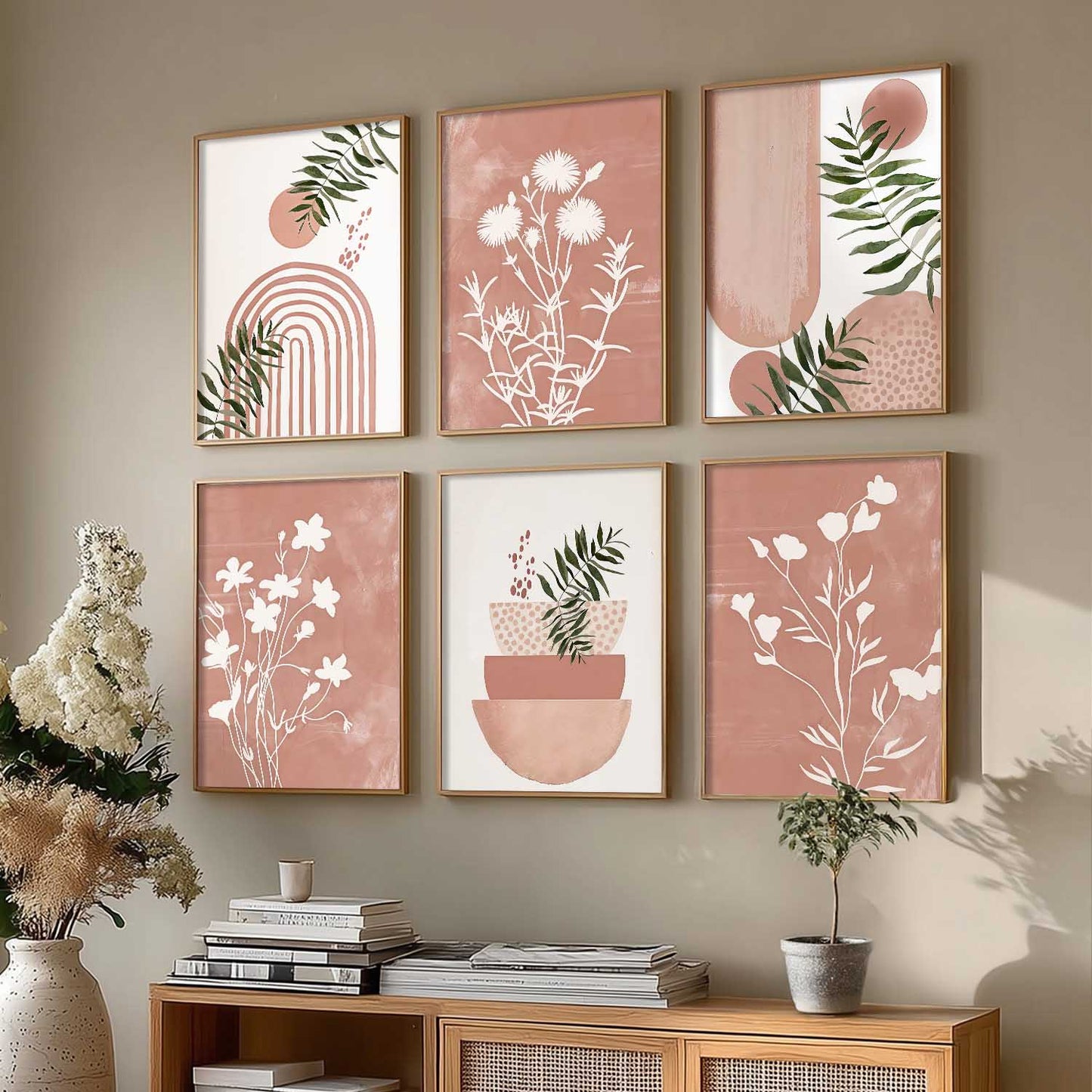 Boho Wall Art Paintings with Frame for Living Room  Bedroom