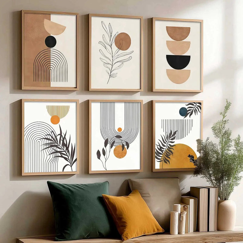 Boho Framed Wall Art Prints | Set of 6 | Home Decor