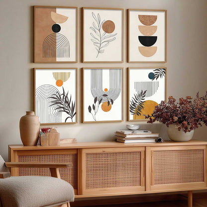 Boho Wall Art Paintings with Frame for Living Room  Bedroom