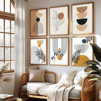 Boho Wall Art Paintings with Frame for Living Room  Bedroom