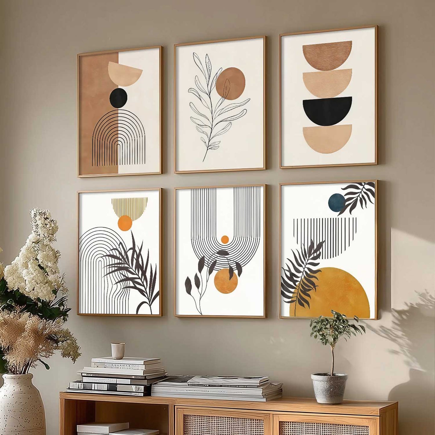 Boho Wall Art Paintings with Frame for Living Room  Bedroom