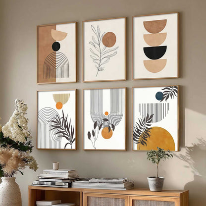 Boho Wall Art Paintings with Frame for Living Room  Bedroom