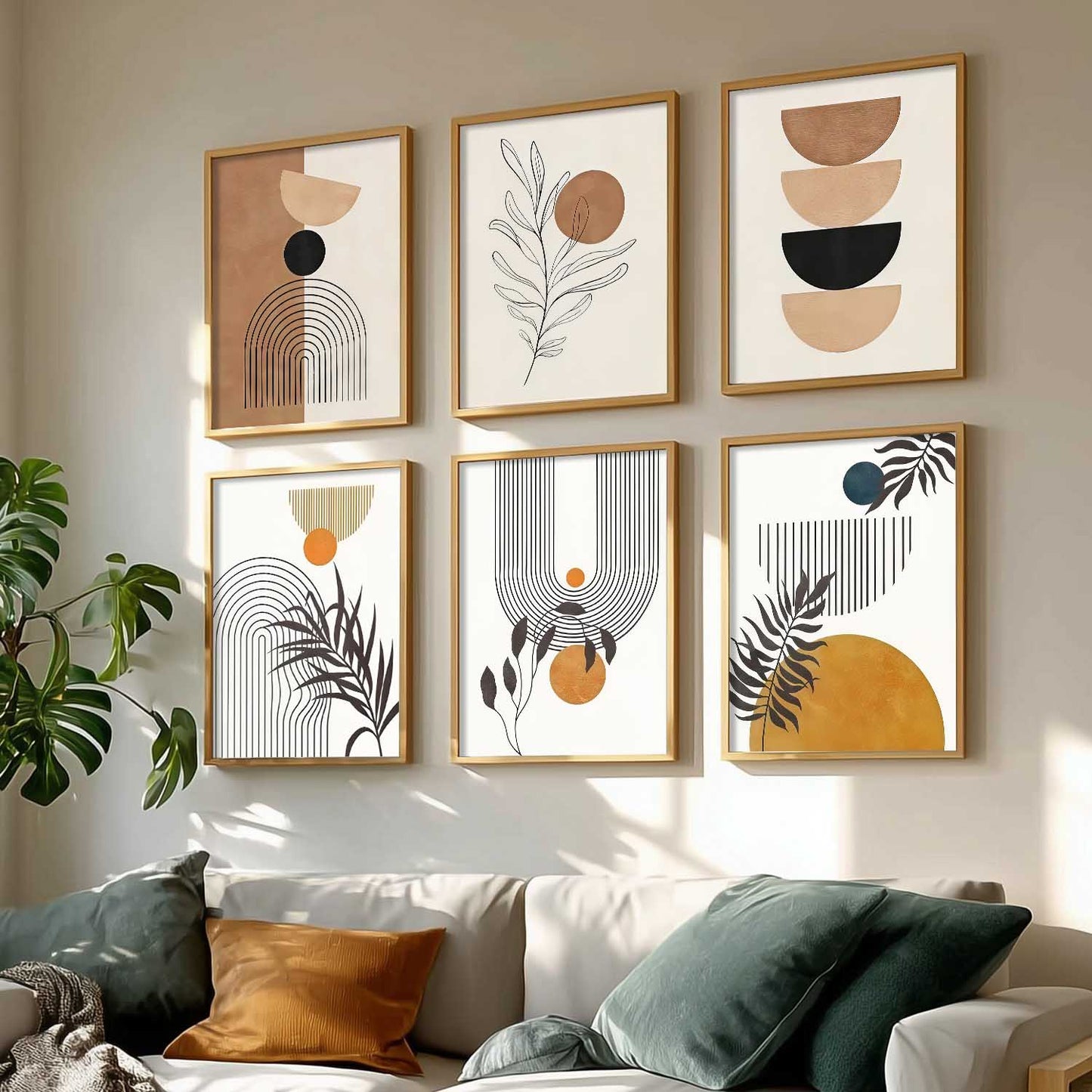 Boho Wall Art Paintings with Frame for Living Room  Bedroom