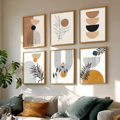 Boho Wall Art Paintings with Frame for Living Room  Bedroom