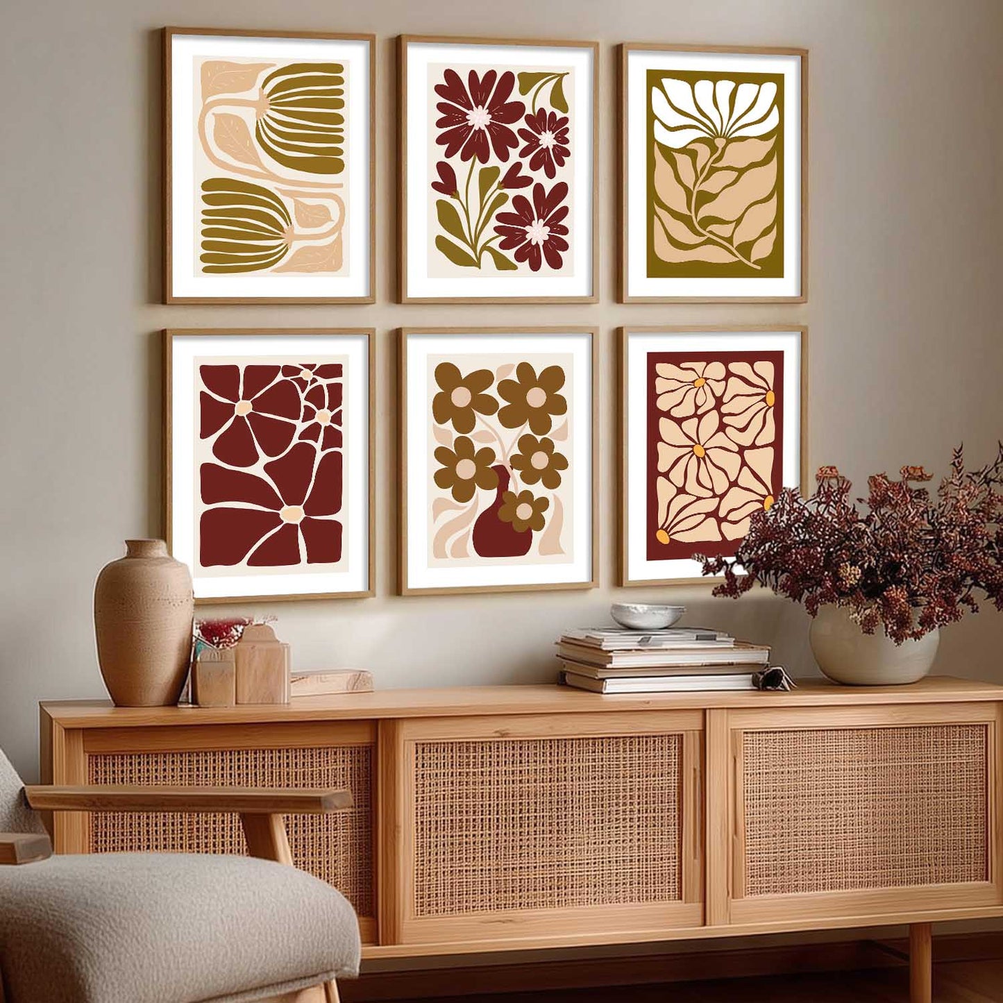 Floral Wall Art Paintings with Frame for Living Room Bedroom