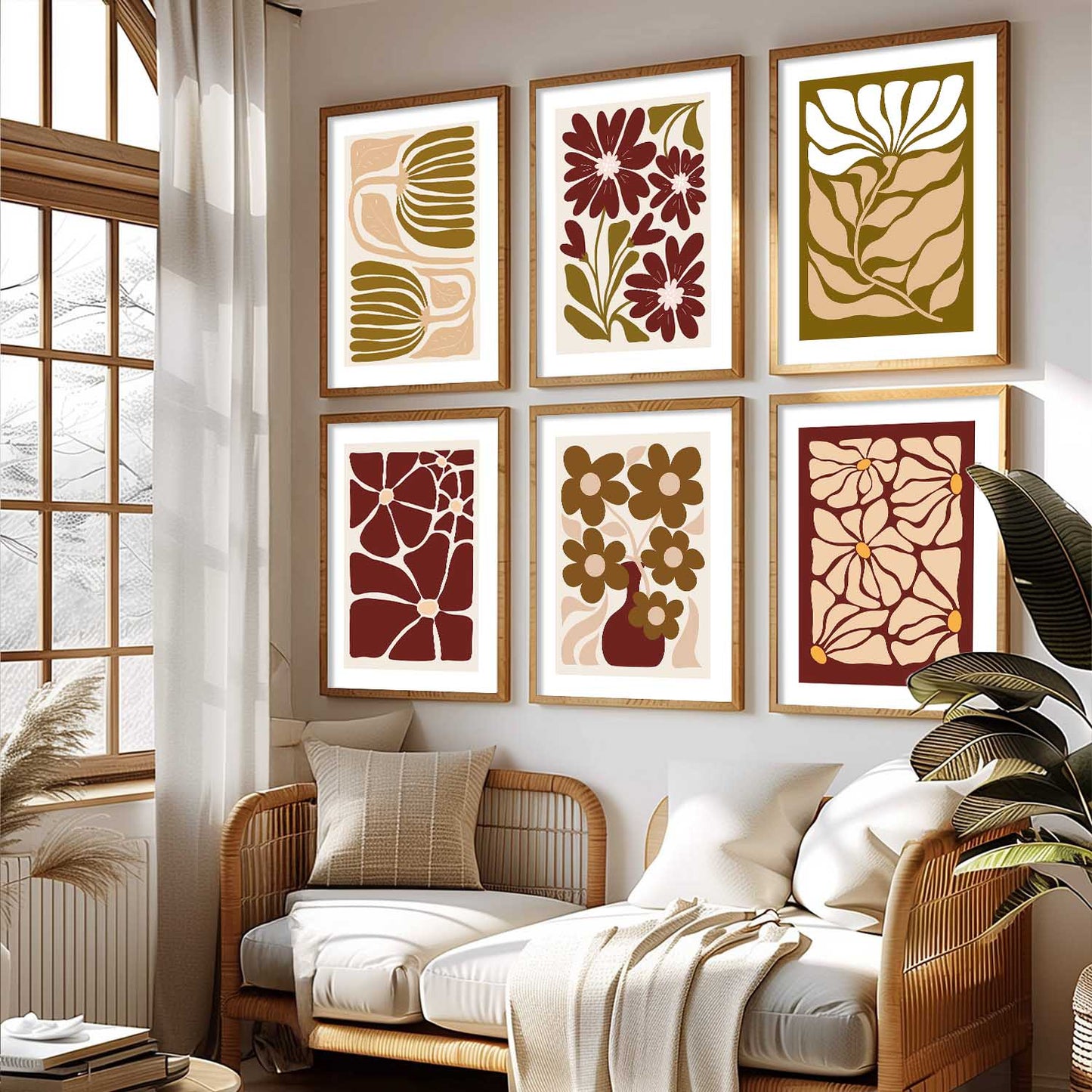 Floral Wall Art Paintings with Frame for Living Room Bedroom